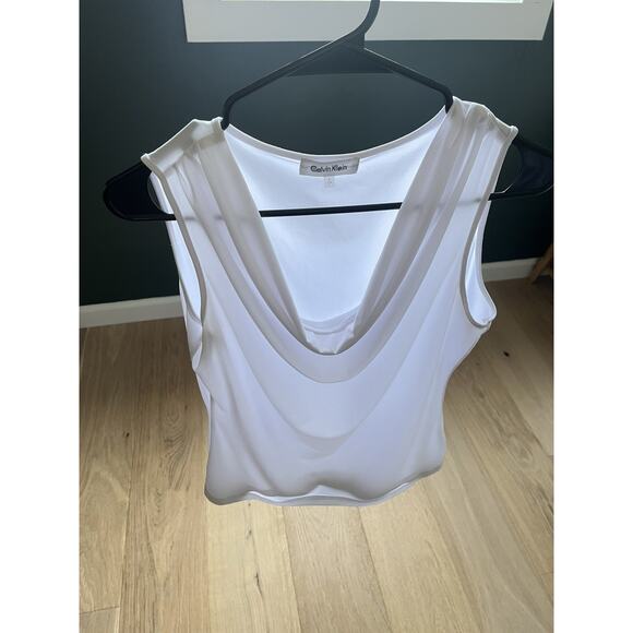 Calvin Klein Tops - Calvin Klein White Cowl Neck Sleeveless Top Y2K Sophisticated Fashion Chic S